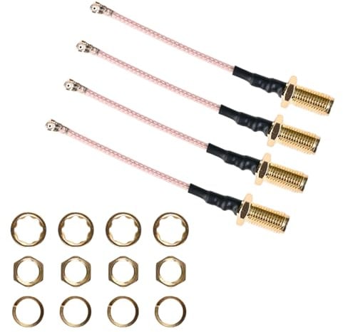 Daleweo 4 Stück IPEX/U.FL Auf SMA Female Antennenkabel, 5 cm RG178 Low Loss (0-6GHz) inkl. Montagesatz, Für WLAN Router, PCIe Netzwerkkarten, Bluetooth Module