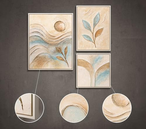 YS KM Ensemble de tableaux abstraits acryliques peints à la main (3, Douceur de l'instant)