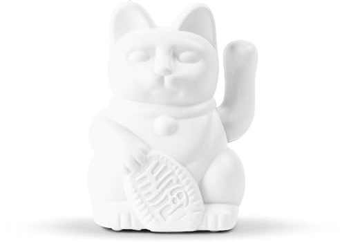 DONKEY Lucky Cat Solar White „Shiora“ – kleine weiße Solar-Winkekatze/Glückskatze, 5 cm, Steht für Frieden, ohne Batterie