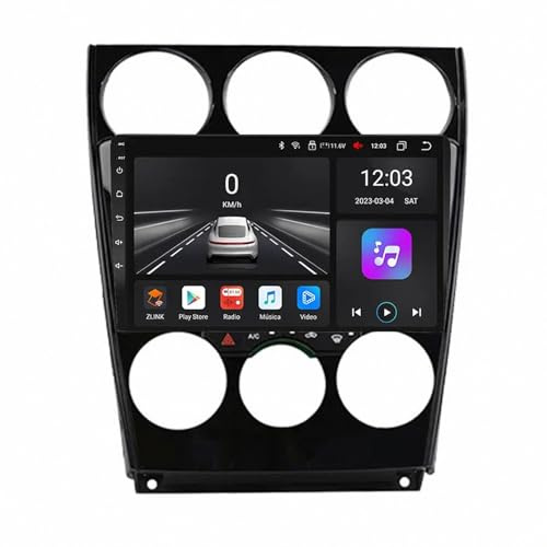 Radio Coche 2 DIN Pantalla para Mazda 6 2002-2007 Pantalla de Coche con Carplay y Android Auto Inalámbricos, Bluetooth, Mirror Link, Navegación, 4 Nuclear 1G+32G
