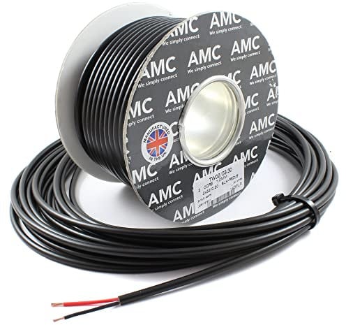Round Twin 2 Core Cable 12v 24v Thin Wall Wire (16.5 AMP Rated 1mm²) 10 Metre