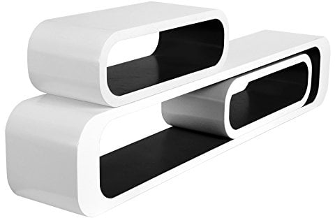 WOLTU Wandregal Lounge 3er Set Bücherregal Hängeregal Schwimmendes Regal Wandboard Cube Design für Bücher CDs Deko, weiß-schwarz