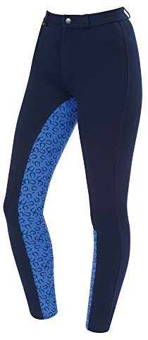 Saxon Warm Up Cotton Euro Seat Jodhpurs - Childs Navy/Blue Horseshoe Print Childs 10/24 Inch