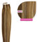 Tape Extensions Gesträhntes Echthaar Haarverlängerung 50cm Tape In Haare mit Klebeband 40 Tressen x 4 cm breit und 2,5g Gewicht pro Tresse Farbe #4/24 Schokobraun Blond