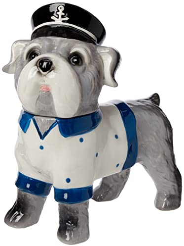 Maturi Standing Sea Dog Trinket with Blue and White Jumper Storage Jar