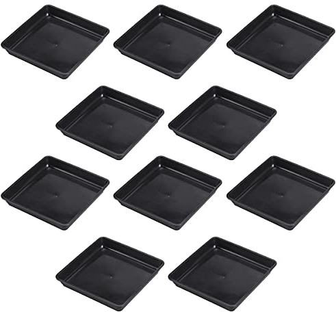Yardwe 10 STÜCKE Quadrat Pflanze Untersetzer für Blumentöpfe aus Kunststoff Untertassen für töpfe Pflanzen Untersetzer für Halten Wasser Tropfen 15 x 15 x 2,8 cm (Schwarz)