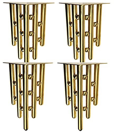 Set de 4 Moderne Metal Pieds de Meubles,10/25cm INOX Canapé Pieds de Remplacement,pour Table Basse Chaise Cuisine (Doré)