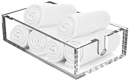 Royal Imports Acryl-Gästehandtuch-Serviettenhalter, transparent, ausgefallenes Papier-Hand-Servietten-Tablett, Aufbewahrung für Buffet, Küche, Esszimmer, Bad, Party, 15,2 x 25,4 x 6,3 cm