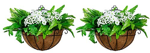 Nuptio 2 Piece Hanging Basket Planter Basket Hanging Baskets for Plants, Hanging Planters Outdoor, Hanging Basket for Garden Decorations Flower Pot Wall Hanging Baskets Outdoor