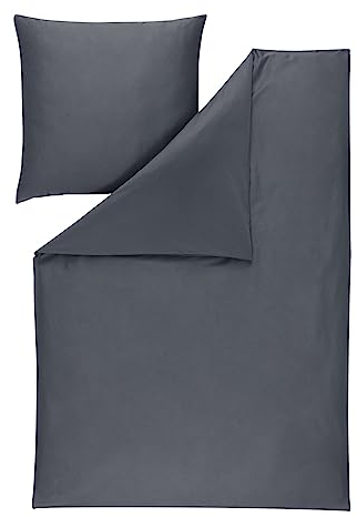ESTELLA Mako-Satin Bettwäsche Valetta anthrazit, 1 Bettbezug 155 x 220 cm + 1 Kissenbezug 80 x 80 cm