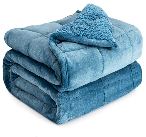 Cottonblue Gewichtsdecke für Erwachsene, Plüschdecke für Sofa, Bett, schwere Decke 6.8 kg mit Glasperlen, Dicke, 121.9x182.9 cm, schieferblau
