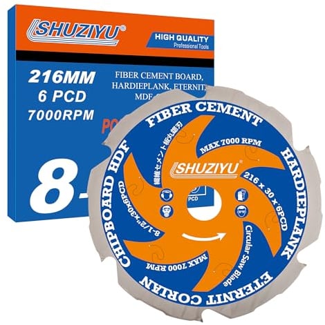 LSHUZIYU, 216mm-6PCD, Trou Central 30mm, Diamant Polycristallin 6PCD, Lame de Scie Circulaire pour Fibrociment