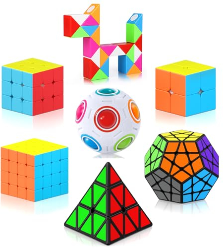 Vdealen Zauberwürfel Set, Speed Cube von 2x2 3x3 4x4 Pyramide Megaminx Magic Snake Zauberwürfel Original, Magic Cube Würfel Puzzle, Geschenk für Kinder Teenager Erwachsene(7er Pack)
