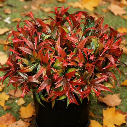 Uieke 6 piante artificiali da esterno, resistenti ai raggi UV, fiori tropicali finti, piante in plastica, arbusti di gloria mattutina, foglie autunnali, fogliame, per fioriere da appendere, giardino,