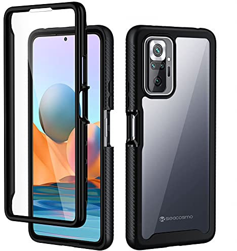seacosmo Coque pour Xiaomi Redmi Note 10 Pro Antichoc Housse Full Body Protection Étui [Protecteur écran intégré] Bumper Transparent Hybride Portable Robuste Coque pour Xiaomi Redmi Note 10 Pro - Noir