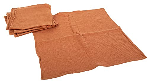 Artifetes 4 Serviettes Gaze DE Coton Lavable 40CM Terracotta, Orange
