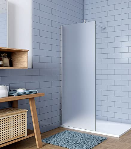 Acezanble Walk in Dusche 90cm Duschabtrennung Walk-in Duschwand 10mm Nano Milchglas H200cm