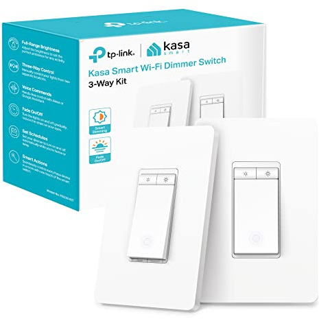Kasa Smart 3 Way Dimmer Switch KIT, Dimmable Light Switch Compatible with Alexa, Google Assistant and SmartThings, Neutral Wire Needed, 2.4GHz, ETL Certified, No Hub Required, White (KS230 KIT v2)