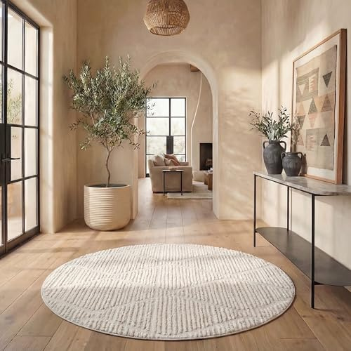 SAFAVIEH Boho Teppich für Wohnzimmer, Esszimmer, Schlafzimmer - Marrakech Collection, Kurzer Flor, Beige, 160 X 160 cm