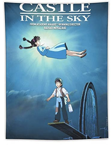 Castle in The Sky Studio Ghibli Anime Poster Film Wandkunst Tapisserie Geschenke Schlafzimmer Drucke Heimdekoration Hängendes Bild Polyester Malerei Wandteppiche 152,4 x 203,2 cm