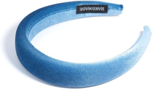 HABAC STUDIO- Headbands for Women Hair Accessories for Women Hair bands for Girls Padded Headbands Velvet 3cm Wide. (Blue)