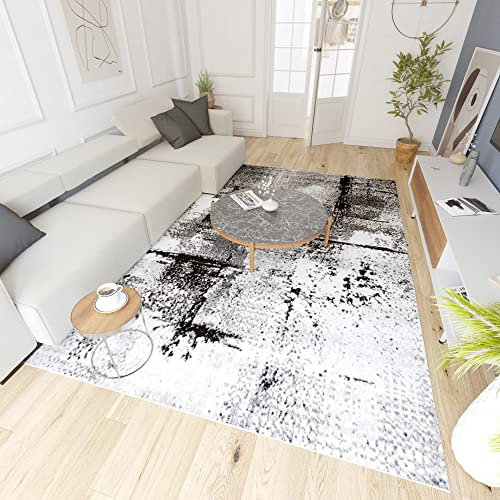 Mazovia Modern Teppich - Kurzflor - Teppich für Wohnzimmer, Schlafzimmer, Esszimmer - ÖKO-TEX Wohnzimmerteppich, Robust und pflegeleicht, Niedrige Florhöhe - Grau 250 x 350 cm