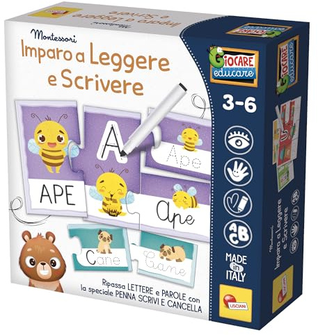 Lisciani 100460 Montessori-Spiele, Lesen und Schreiben, Mehrfarbig, 100460