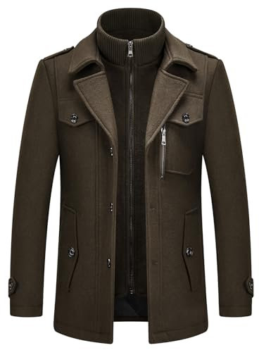 KUDORO Manteau Homme Mi-Long en Laine