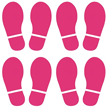 PATIKIL 150x63mm Fußabdruck Aufkleber Rosenrot, 4 Paare PVC Bodenmarkierung Fußabdrücke Aufkleber Böden Wand Decke Treppen Klassenzimmer Stadion Einkaufszentrum U-Bahnen Bushaltestelle