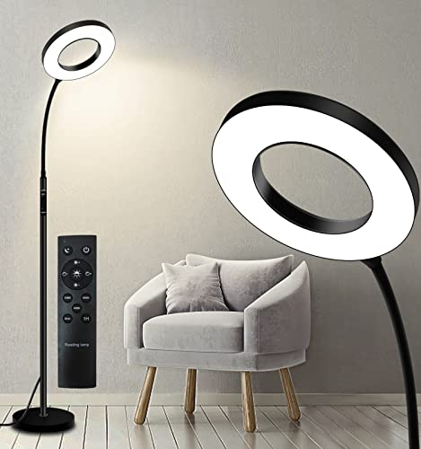 KS KINGSTAR Lampadaire moderne sur pied, lampe de lecture latérale pour canapé, 3 couleurs, avec télécommande pour apprentissage en direct et lecture, salon, chambre à coucher, bureau à domicile