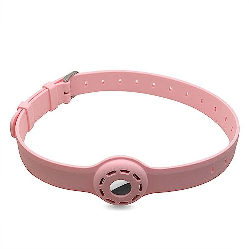 SJBAUTYO Katzenhalsband für AirTag, Halsband für Katzen mit Sicherheitsverschluss, Airtag Halsband Katze, sicher, leicht, bequem, kompatibel für den Apple AirTag, Silikonband, Rosa