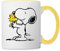 Spreadshirt Official Peanuts Snoopy and Woodstock Two-Tone Mug, One Size, White/Yellow