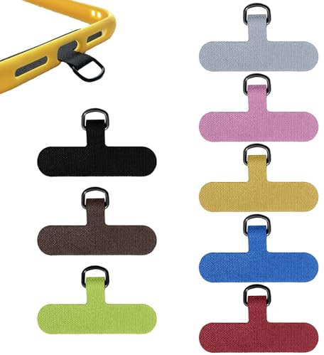 Simsky 8 Piezas Parches de Cordón para Teléfono Móvil, Universales Almohadillas de Cordón con Anillo de Metal, Parche de Correa Para Protección, para Teléfonos Celulares Protección Contra Caídas