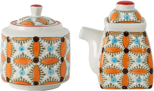 EPASHA Zuckerdose, Sahnekännchen und Zuckersets im pastoralen Stil, Sahne- und Zuckerdose, Bohemia-Milchkännchen, Zuckerdose, Kaffee-Servierset, Sahnekännchen-Orange-Zuckerdose (Color : Orange)