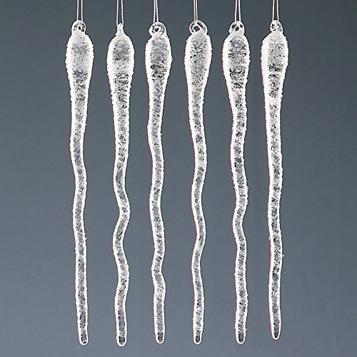 Christbaumschmuck aus Glas (6 gefrostete gewellte Eiszapfen 1326)
