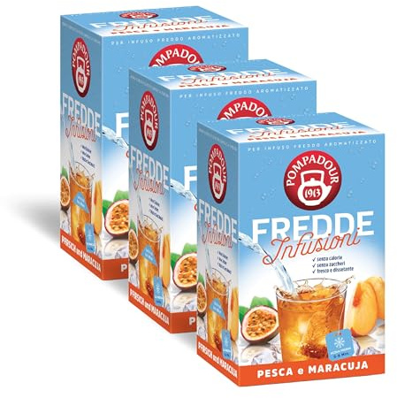 Pompadour, Fredde Infusioni Pesca & Maracuja, 54 Filtri (3 Confezioni da 18 Filtri), Dolce e Dissetante, Ideale nelle Giornate Estive, Senza Lattosio, Glutine e Allergeni