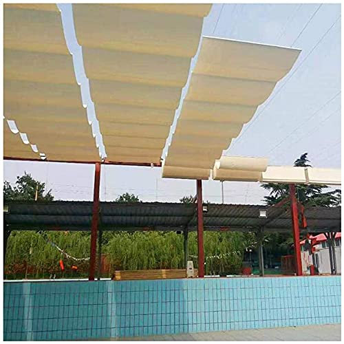 IBOWZ Store Banne Rétractable Voile d'ombrage Extensible, Voile d'ombrage ondulé, Refroidissement et Stores enrouleurs extérieurs résistants aux UV, pour pergola de Jardin et de terrasse