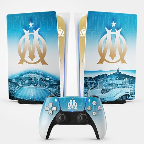 Sticker PS 5 Foot, Autocollant pour pour PS 5 Foot, Console et Manette, Edition Standard Digitale, Skin Marseille PS 5 (1 Manette)
