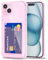 Svanove für iPhone 15 Hülle Kartenfach Silikon Durchsichtig, Dünn Transparent Karten Wallet Handyhülle mit Kameraschutz, Klar TPU Karte Handy hülle Kartenhalter Schutzhülle Bumper Slim Case, Rosa Pink