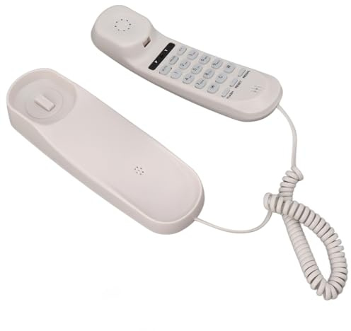 An der Wand Montiertes Telefon, Anrufweiterleitung, Schnurgebundenes Telefon, Platzsparend, Klarer Klang, Einstellbare Lautstärke, Große Tasten für Büro und Hotel (White)