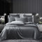 Bettwäsche Set Satin 135x200cm 4teilig Grau Anthrazit Dunkelgrau Silky Touch Glänzend Seide Bettbezug Glatt Luxus Bettwäsche weicher Doppelbettmit Reissverschluss und Kissenbezüge 80x80cm