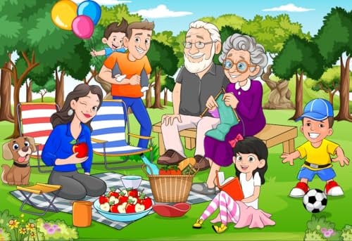 puzzles for 3 year olds 50 Piece Jigsaw Puzzles For Kids Family Picnic Dad Mom Grand Parents Educational Large Floor Jigsaw puzzles for 3+ year olds Kids Age 3-5 Birthday Gift