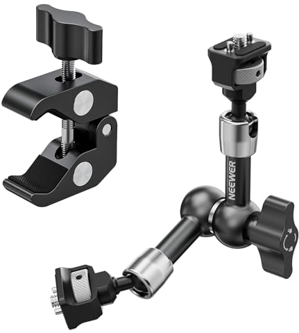 NEEWER Braccio Magico Articolato 7 e Super Clamp, Supporto per Monitor Fotocamera con Fori/Perni di Posizionamento 1/4 3/8 per DSLR Action Cam Luce Video, Compatibile con SmallRig Cage,ST07C