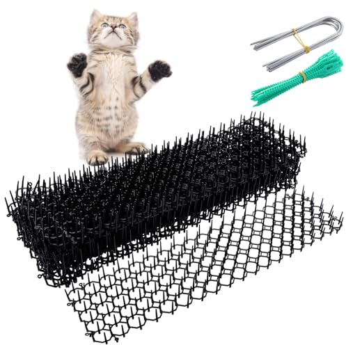 Aselected 12 Piece Anti Cat Spikes 13x49Cm Cat Scat Mat with Spikes Prickle Strip Dig Stopper, Dog Fox Deterrent for Indoor Outdoor Garden Plants Fence
