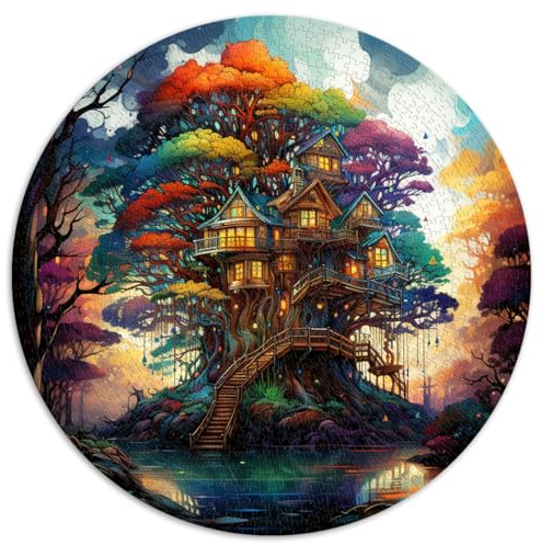 1000 Piece Puzzle, Tree House in the Forest, Round Puzzle for Kids, for Adults and Families, Cardboard Puzzle, Gift Ideas. Size: 67.5 x 67.5 cm