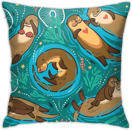 Latwerio 3D Kissenbezug 40x60 cm Otter Mikrofaser Kissenbezüge Tier Dekorative Kissenbezug Kissenhülle 2er Set für Sofa Couch Auto Schlafzimmer Zuhause Outdoor Deko Pillowcase 2 Stück B318