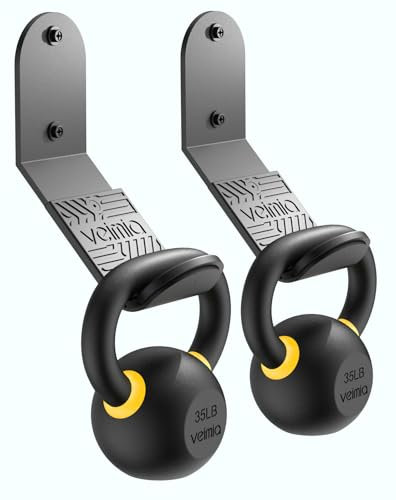 veimia Kettle Bell Wall Rack (2-Pack), Wall Mounted Kettlebell Storage Hanger, Gym Storage Mount for Many Size Kettlebell, Kettlebell Rack with Rubber Mat for Home or Commercial Gyms.