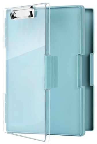 FRETONBA Klemmbrett a4 mit Aufbewahrungsfach, Grün Kunststoff-Klemmbrett, Leichtes Zwischenablage, Tragbares Schreib-Klemmbrett mit Fach, für Schule/Industrie/Büro(Grün)