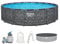 Bestway APX365 Winterfestes Frame Pool Set, Ø 549 x 132 cm, 26.000 L, Sandfilteranlage, Marmor-Optik, Ganzjahresschutz, Kein Abbau nötig, Werkzeugloser Aufbau, Sicherheitsleiter, Abdeckplane