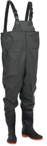 vidaXL Wader da Pesca con Pettorina e Stivali Verde Scuro Taglia 42, Wader con Stivali, Stivali Alti Fino al Petto, Stivali per la Pesca
